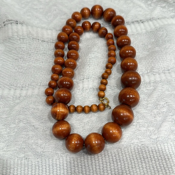 Wooden Bead necklace 1970’s long Bohemian Hippie Vintage Necklace! - Picture 7 of 8